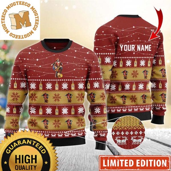 Captain Morgan Personalized Christmas Twinkle Lights Knitting Red Christmas Ugly Sweater