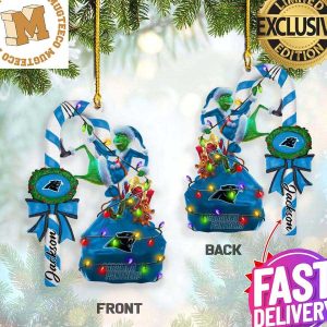 Carolina Panthers NFL Grinch Candy Cane Personalized Xmas Gifts Christmas Tree Decorations Ornament