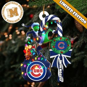 Chicago Cubs MLB Grinch Candy Cane Personalized Xmas Gifts Christmas Tree Decorations Ornament