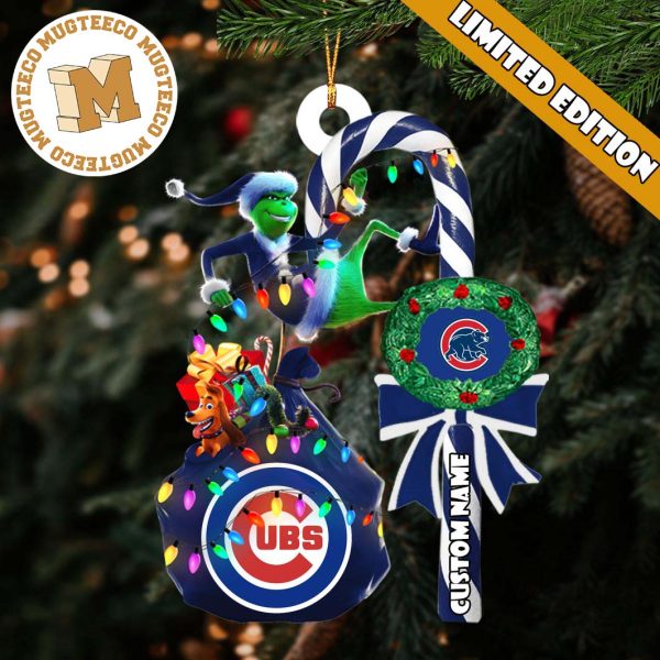 Chicago Cubs MLB Grinch Candy Cane Personalized Xmas Gifts Christmas Tree Decorations Ornament