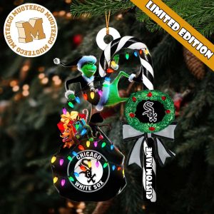 Chicago White Sox MLB Grinch Candy Cane Personalized Xmas Gifts Christmas Tree Decorations Ornament