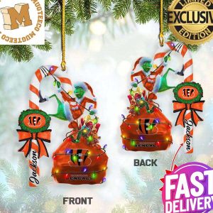 Cincinnati Bengals NFL Grinch Candy Cane Personalized Xmas Gifts Christmas Tree Decorations Ornament