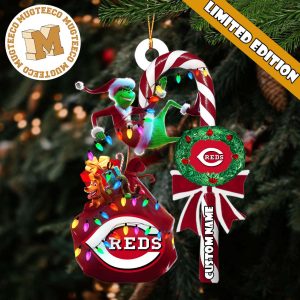 Cincinnati Reds MLB Grinch Candy Cane Personalized Xmas Gifts Christmas Tree Decorations Ornament