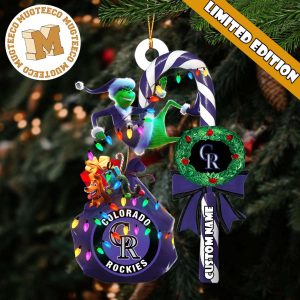 Colorado Rockies MLB Grinch Candy Cane Personalized Xmas Gifts Christmas Tree Decorations Ornament