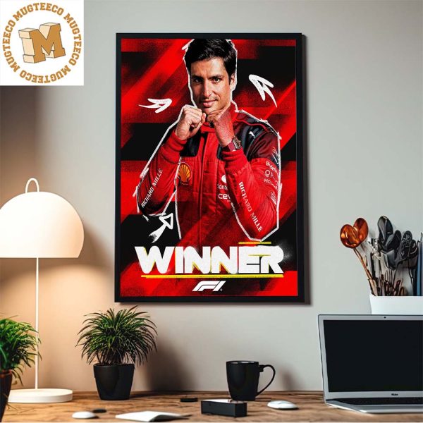 Congrats Carlos Sainz Is The Winner Of Singapore GP Home Decor Poster Canvas