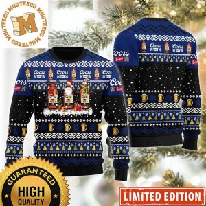 Coors Light Coors Banquet Bottles Santa Reindeer Snowflake Christmas Night Holiday Ugly Sweater