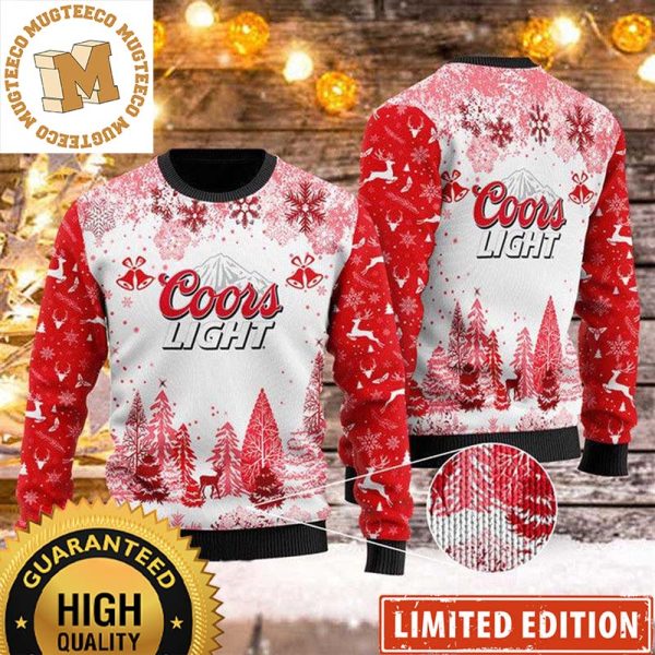 Coors Light Pine Tree Christmas Forest Knitting Red Holiday Ugly Sweater