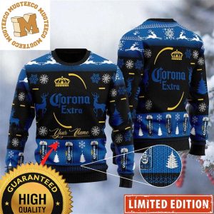 Corona Extra Beer Logo Personalized Black And Blue Christmas Ugly Sweater