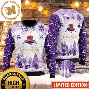 Crown Royal Pine Tree Forest Snowflakes Purple Knitting Christmas Ugly Sweater