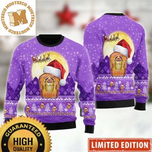 Crown Royal Santa Claus Sleigh Knitting Purple Christmas Ugly Sweater