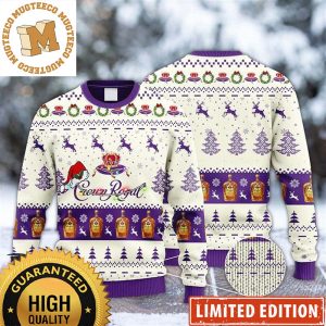 Crown Royal Santa Hat And Christmas Light Reindeer Snowy Night Knitting Holiday Ugly Sweater