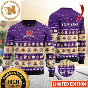 Crown Royal Whiskey Personalized Christmas Twinkle Lights Snowflakes Knitting Purple Christmas Ugly Sweater