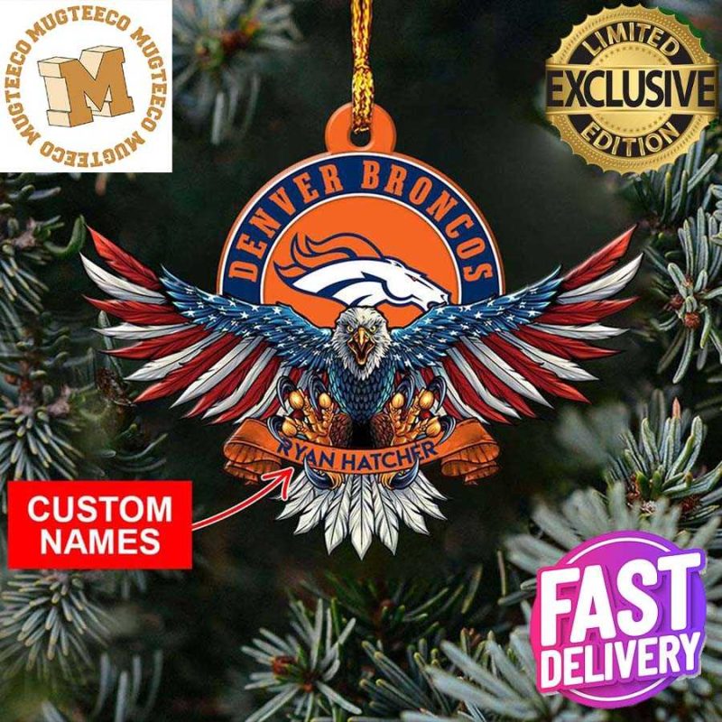 Denver Broncos Ho Ho Ho Santa's Reindeer NFL Christmas Ornaments Custom Name