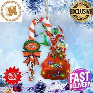 Denver Broncos NFL Grinch Candy Cane Personalized Xmas Gifts Christmas Tree Decorations Ornament
