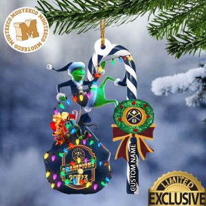 Denver Nuggets NBA Grinch Candy Cane Personalized Xmas Gifts Christmas Tree Decorations Ornament