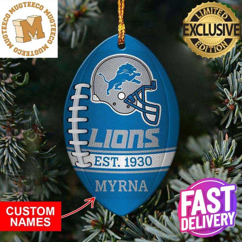 Detroit Lions Ho Ho Ho Santa's Reindeer NFL Christmas Ornaments Custom Name