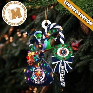 Detroit Tigers MLB Grinch Candy Cane Personalized Xmas Gifts Christmas Tree Decorations Ornament