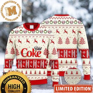 Diet Coke Reindeer Snowy Night Red And White Christmas Ugly Sweater