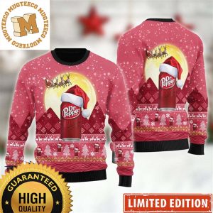 Dr Pepper Santa Claus Sleigh Knitting Red Christmas Ugly Sweater