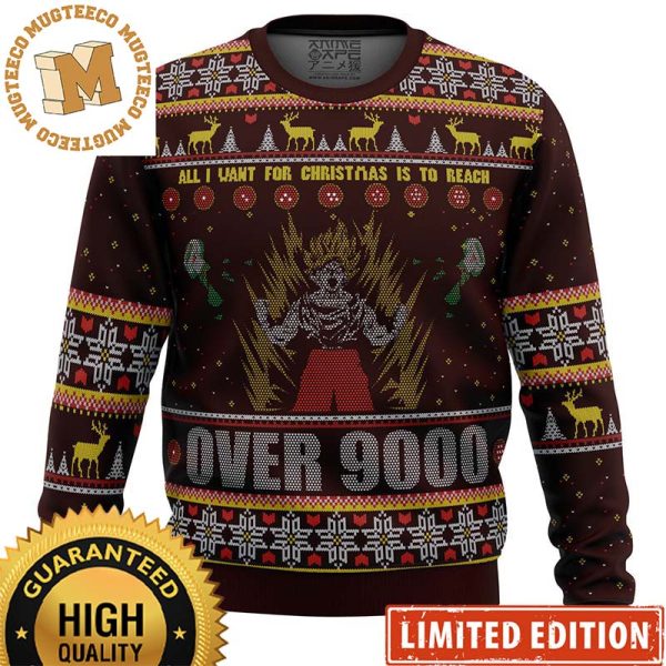 Dragon Ball Z Super Saiyan Goku Over 9000 Ugly Christmas Sweater 2023