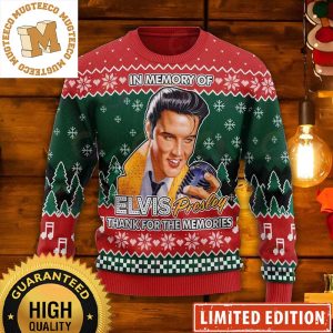 Elvis In Memory Of Elvis Presley Thank You For The Memories Ugly Christmas Sweater