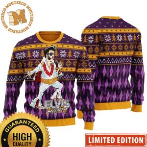 Elvis Presley Fatley Meme Purple Funny Ugly Christmas Sweater
