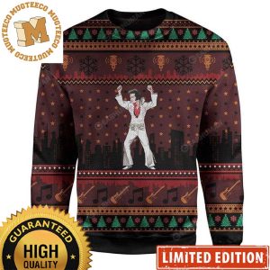 Elvis Presley King Of Rock And Roll Signature Move Ugly Christmas Sweater