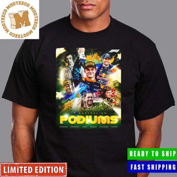 Formula 1 Oscar Piastri Becomes The Sixth Driver From Down Under To Score A Podium Go Aussie Go Unisex T-Shirt