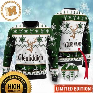 Glenfiddich Whisky Logo Snowflakes Reindeer Personalized Knitting Green Christmas Ugly Sweater