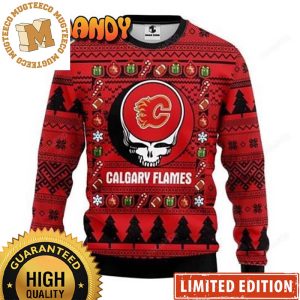 Grateful Dead Calgary Flames 2023 Holiday Ugly Christmas Sweater