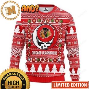 Grateful Dead Chicago Blackhawks Logo Xmas Gifts 2023 Ugly Christmas Sweater