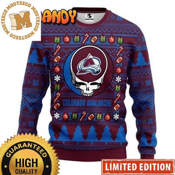 Grateful Dead Colorado Avalanche Xmas Gifts 2023 Ugly Christmas Sweater