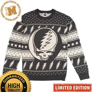 Grateful Dead Steal Your Face Classic Gray Ugly Christmas Sweater 2023