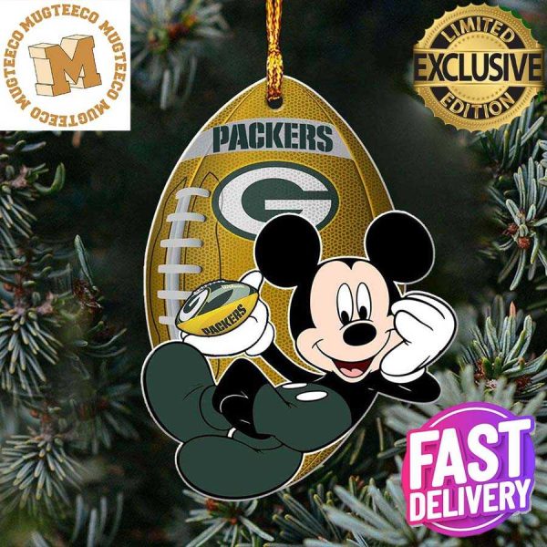 Green Bay Packers NFL Disney Mickey Mouse Xmas Gifts For Fans Personalized Christmas Tree Decorations Ornament