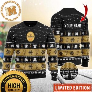 Guinness Beer Personalized Christmas Twinkle Lights Snowflakes Knitting Christmas Ugly Sweater