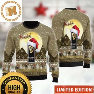 Guinness Beer Santa Claus Sleigh Knitting Christmas Ugly Sweater
