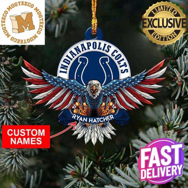 Indianapolis Colts NFL American US Eagle Personalized Xmas Christmas Tree Decorations Ornament