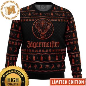 Jagermeister Classic Big Logo Orange And Black Knitting Pattern Chirstmas Ugly Sweater 2023