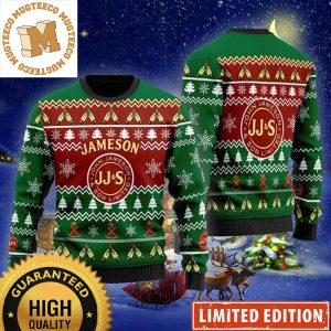 Jameson Irish Whiskey JJ And S Big Logo Christmas Cheers Red And Green Holiday Ugly Sweater
