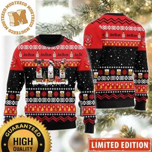 Jim Beam Bottles In Santa Reindeer And Snow Man Costume Snowflake Knitting Christmas Ugly Sweater
