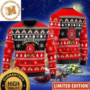 Jim Beam Whiskey Christmas Cheers In Red And Black Holiday Ugly Sweater 2023