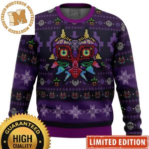 Legend of Zelda Majoras Mask Seamless Pattern Purple Ugly Christmas Sweater