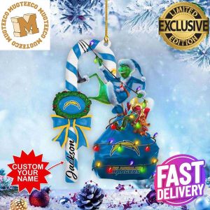 Los Angeles Chargers NFL Grinch Candy Cane Personalized Xmas Gifts Christmas Tree Decorations Ornament