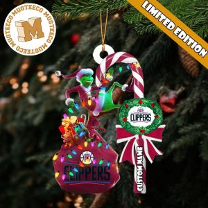 Los Angeles Clippers NBA Grinch Candy Cane Personalized Xmas Gifts Christmas Tree Decorations Ornament