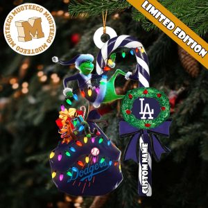 Los Angeles Dodgers MLB Grinch Candy Cane Personalized Xmas Gifts Christmas Tree Decorations Ornament