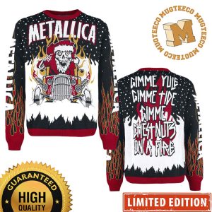 Metallica Gimme Yule Holiday Skeleton Santa Christmas Ugly Sweater