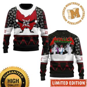 Metallica Merry Christmas Master Of Puppets Santa Snowy Night Holiday Ugly Sweater 2023