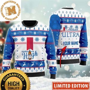 Michelob Ultra Makes Me High Snowflakes Reindeer Personalized Holiday Ugly Sweater’