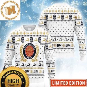 Miller Lite Beer Logo Snowflakes Knitting White Christmas Ugly Sweater