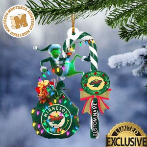 Minnesota Wild NHL Grinch Candy Cane Personalized Xmas Gifts Christmas Tree Decorations Ornament